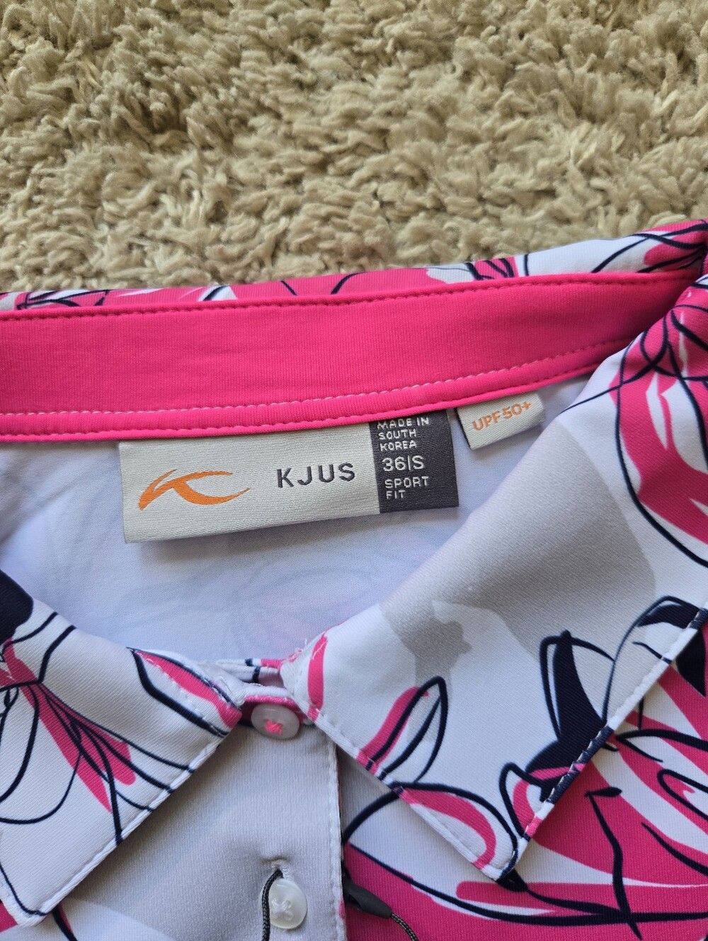 Kjus Enya Printed Polo Shirt Womens S Pink Active Golf - Picture 2 of 9